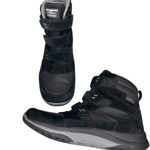 LL Bean Snow Sneakers 504743 Mens 10 Black Waterproof Insulated Hook Loop Boots